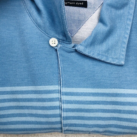 Y2K Tommy Hilfiger Polo Shirt Mens LARGE Blue Colorblock Stripe Flag Loop Collar - Picture 6 of 16